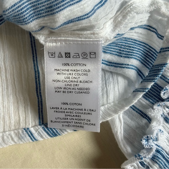 KIMCHI BLUE Urban Outfitters Raine Bell Sleeve Blouse Cropped Blue White Striped - Picture 5 of 9